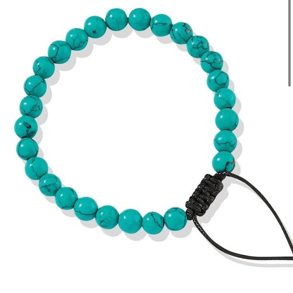 NWT UNISEX SEMI-PRECIOUS BEADED ADJUSTABLE TO FIT STRING SLATER TURQUOISE MENS - Picture 1 of 7